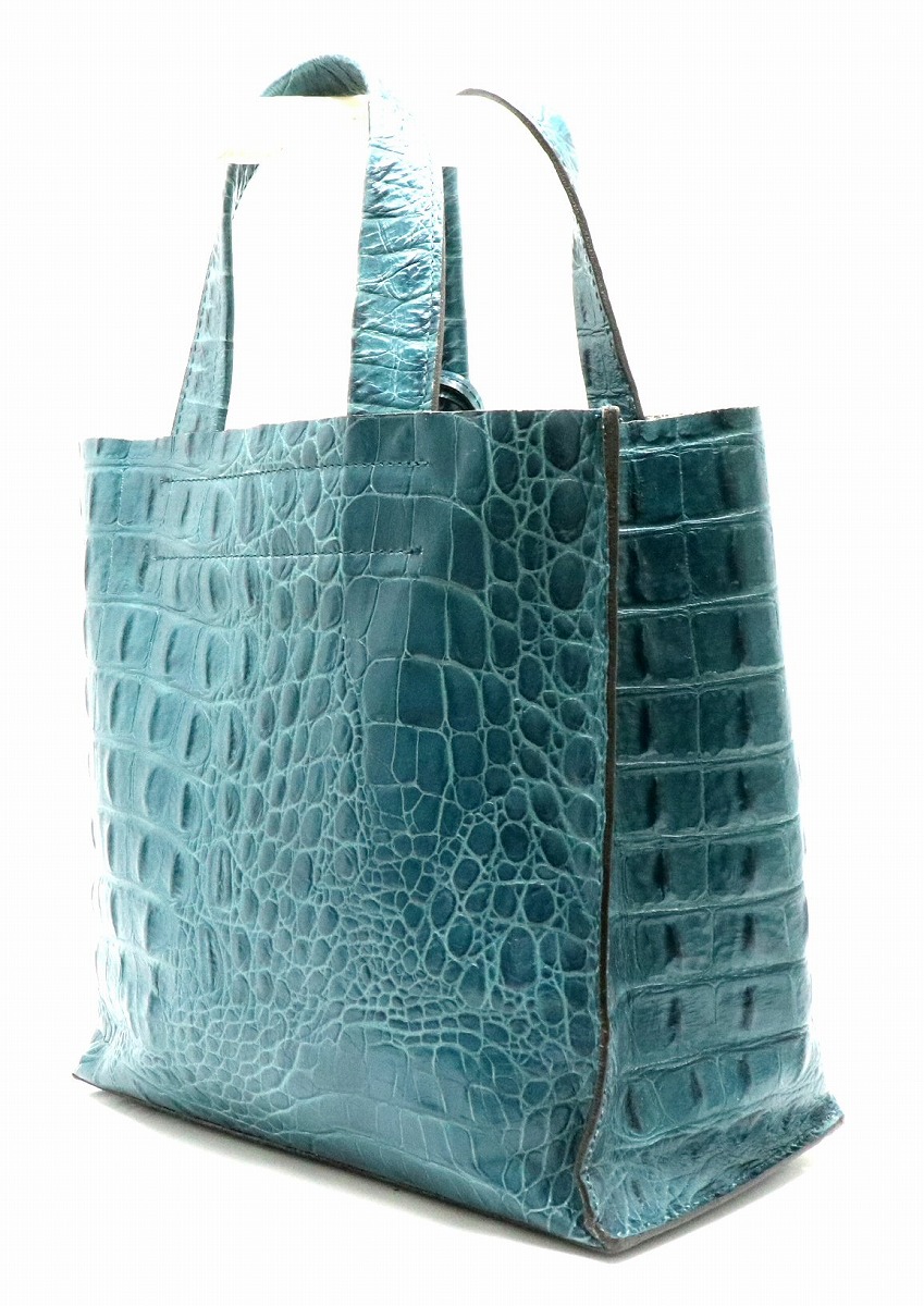 41％割引ブルー系新品即決 美品✨FURLA フルラ トートバッグ クロコ 