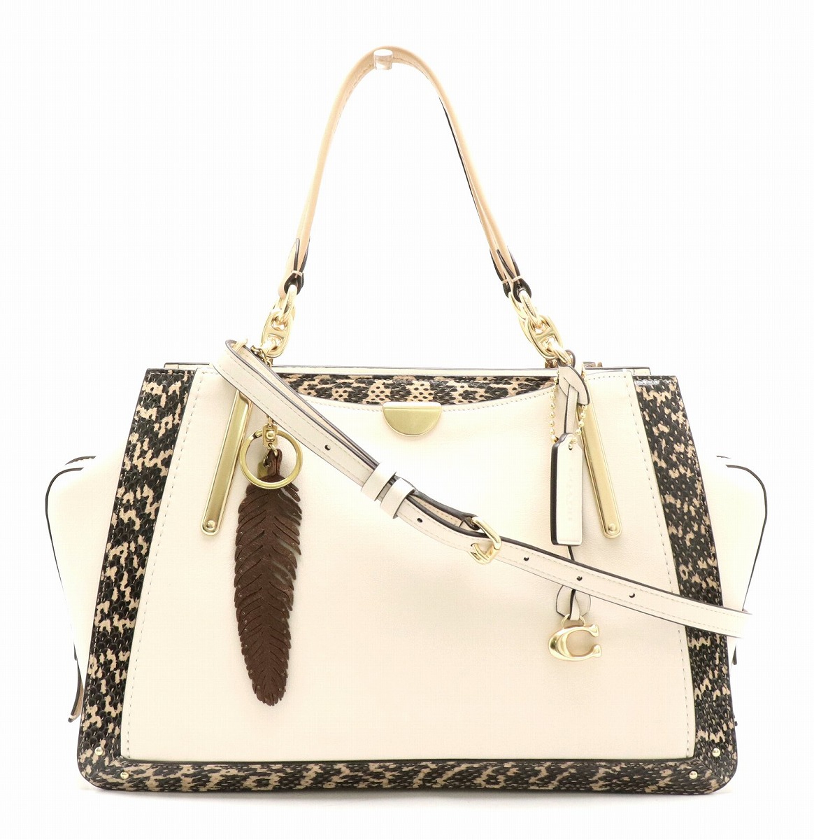 楽天市場 バッグ Coach コーチ ドリーマー36 2wayバッグ ショルダーバッグ 斜め掛け ハンドバッグ レザー パイソン アイボリー ベージュ 茶 ゴールド金具 31645 中古 K Blumin 楽天市場店