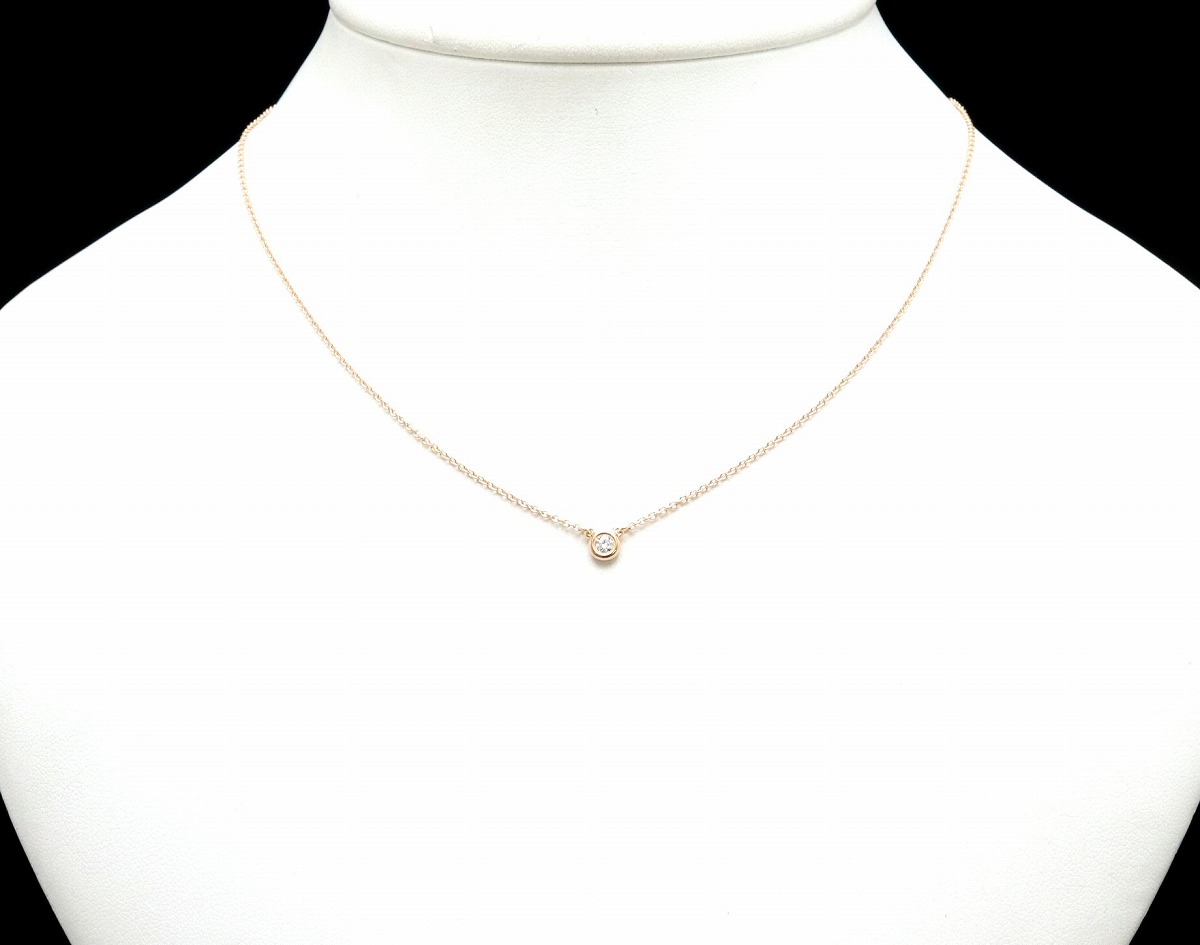 楽天市場 ジュエリー 新品仕上げ済 Tiffany Co ティファニー バイザヤード ネックレス K18pg ピンクゴールド Rg ローズゴールド 1pd ダイヤモンド 0 07ct 中古 K Blumin 楽天市場店