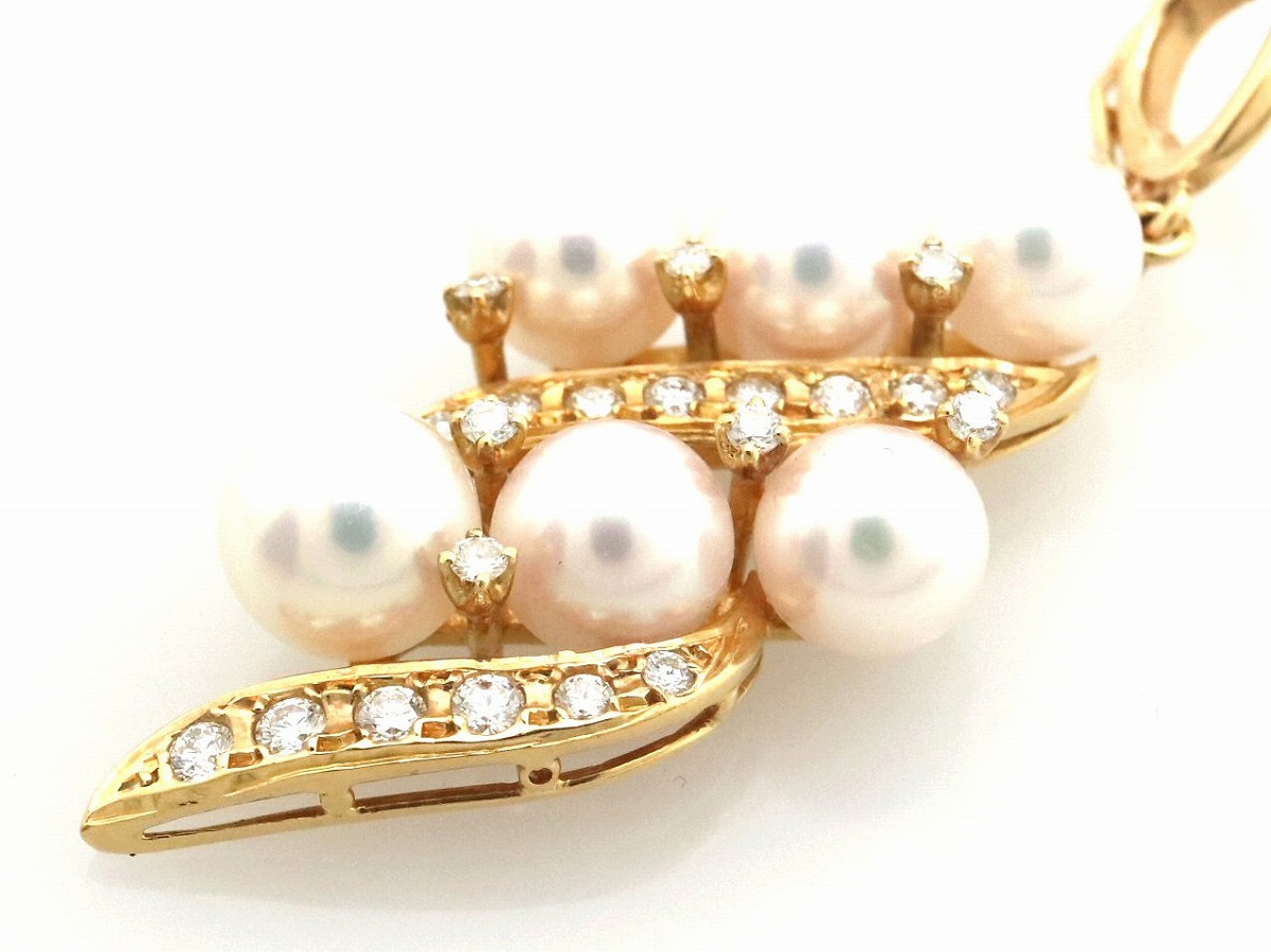 楽天市場 ジュエリー Mikimoto ミキモト パール ペンダント ネックレス トップ ヘッド 真珠 6 5m M K18yg イエローゴールド ダイヤモンド ダイヤ 中古 S Blumin 楽天市場店