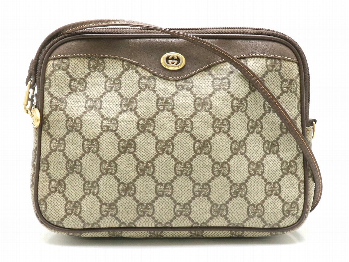 楽天市場 バッグ Gucci グッチ オールドグッチ Ggプラス Ggスプリーム ショルダーバッグ 肩掛け Pvc レザー カーキベージュ ブラウン 茶 97 02 068 中古 S Blumin 楽天市場店