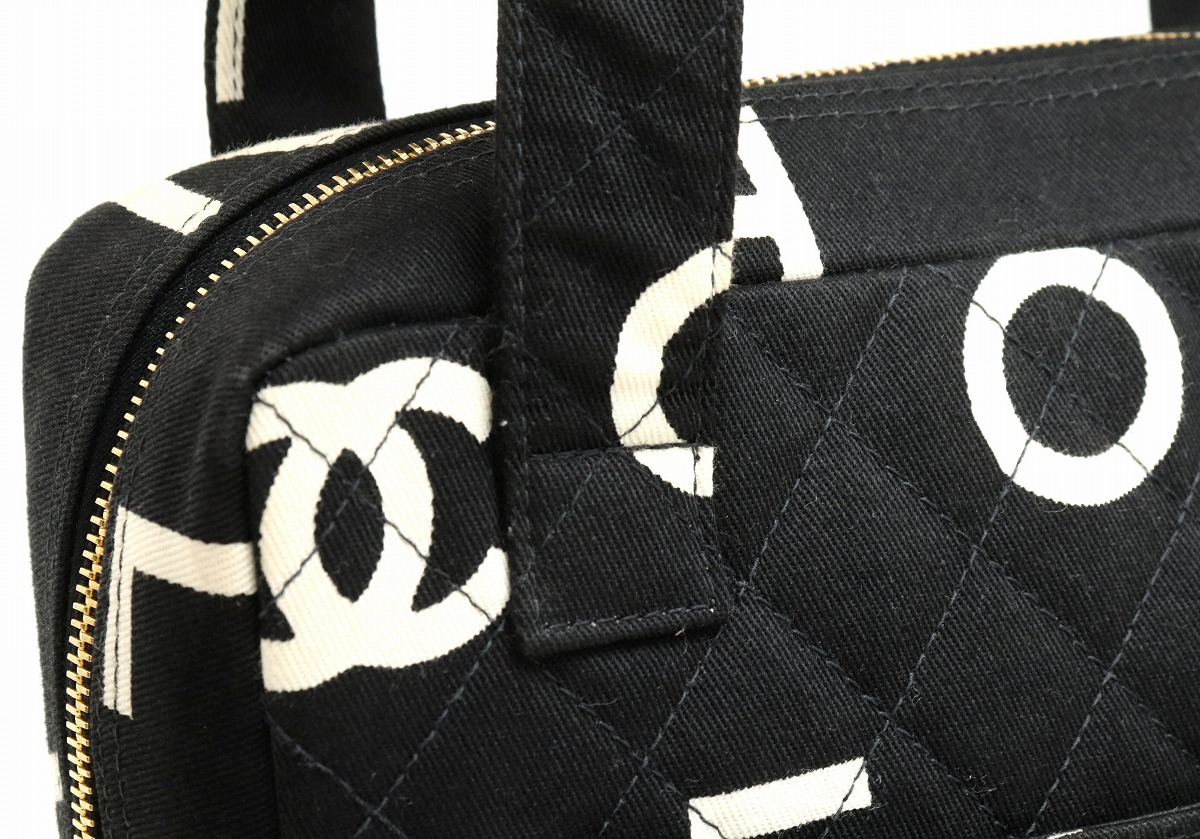 楽天市場 バッグ Chanel シャネル ロゴ ハンドバッグ ココマーク キャンバス レザー ホワイト ブラック 黒 中古 S Blumin 楽天市場店