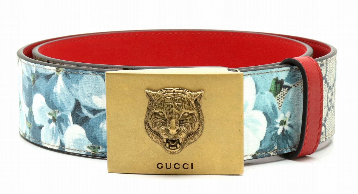 gucci belt blue flowers