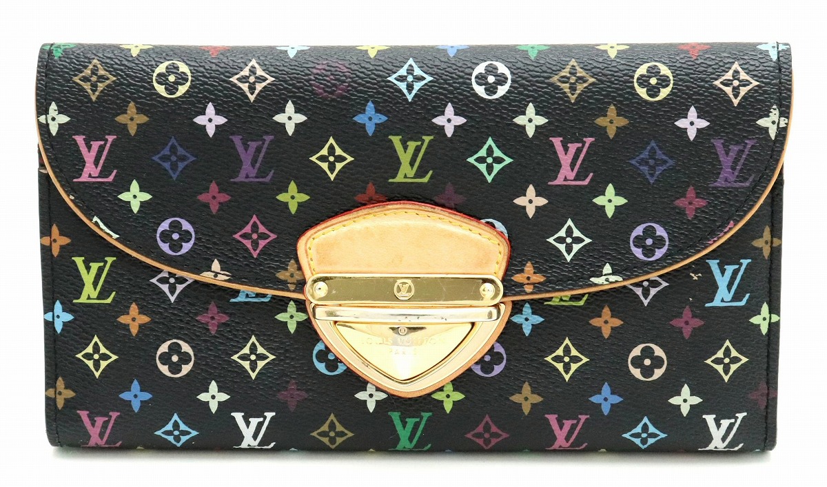 楽天市場 財布 Louis Vuitton ルイ ヴィトン モノグラムマルチカラー ポルトフォイユ ウジェニ 3つ折長財布 ノワール グルナード 黒 ブラック ピンク M 中古 Blumin 楽天市場店