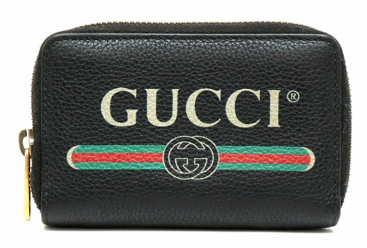 【楽天市場】【財布】GUCCI グッチ グッチプリント コインケース 小銭入れ カードケース レザー ブラック 黒 496319 【中古