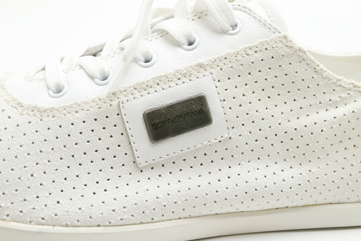楽天市場 靴 Dolce Gabbana ドルチェ ガッバーナ ドルガバ D G スニーカー パンチング プレート メンズ レザー スエード ホワイト 白 10 中古 Blumin 楽天市場店