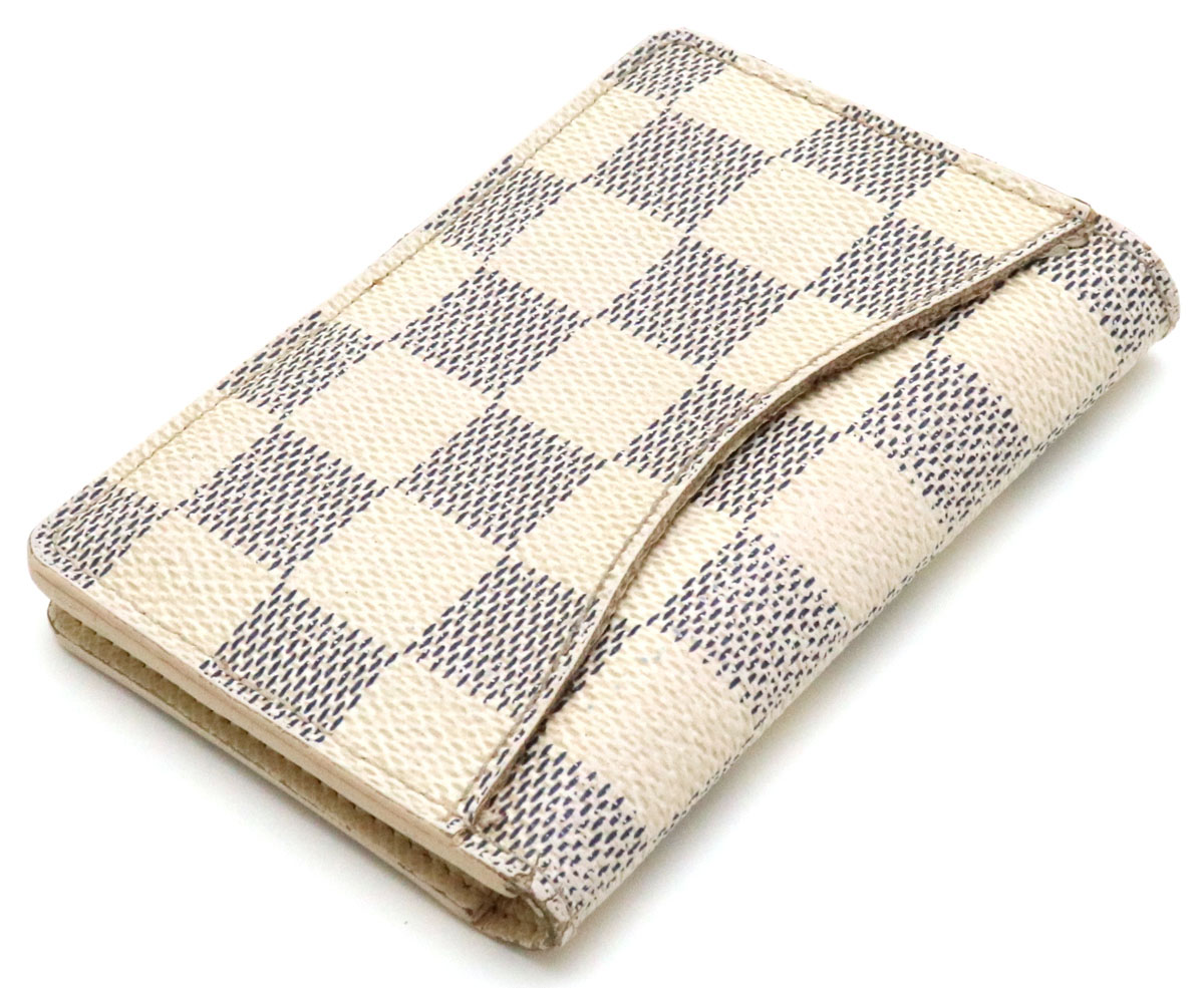 ダミエアズール Louis ドゥポッシュ オーガナイザー カードケース Vuitton 名刺入れ ヴィトン イニシャル入り カードケース パスケース Louis N 名刺入れ 店 ルイ 中古 Blumin