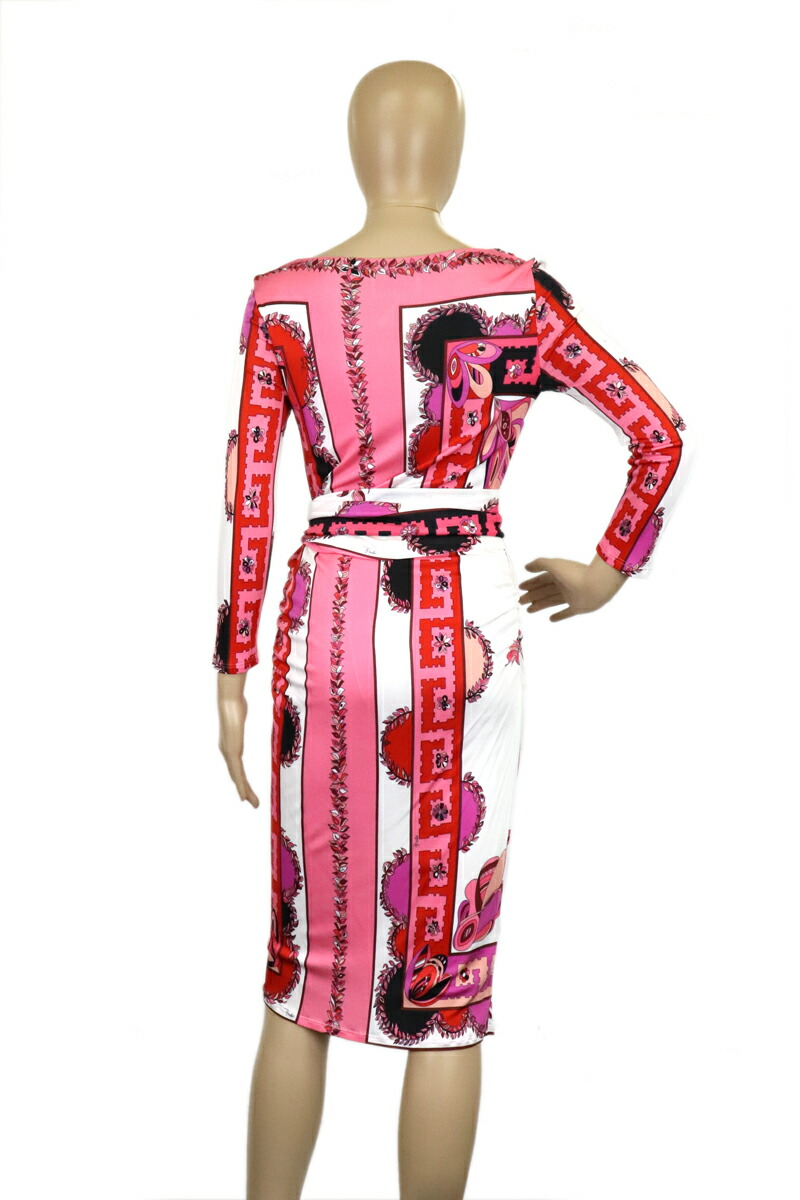 楽天市場 アパレル Emilio Pucci エミリオ プッチ ロング ワンピース プッチ柄 七分袖 レーヨン100 ピンク系マルチカラー 34 クリーニング済 中古 Blumin 楽天市場店