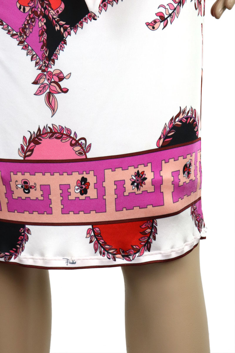 楽天市場 アパレル Emilio Pucci エミリオ プッチ ロング ワンピース プッチ柄 七分袖 レーヨン100 ピンク系マルチカラー 34 クリーニング済 中古 Blumin 楽天市場店