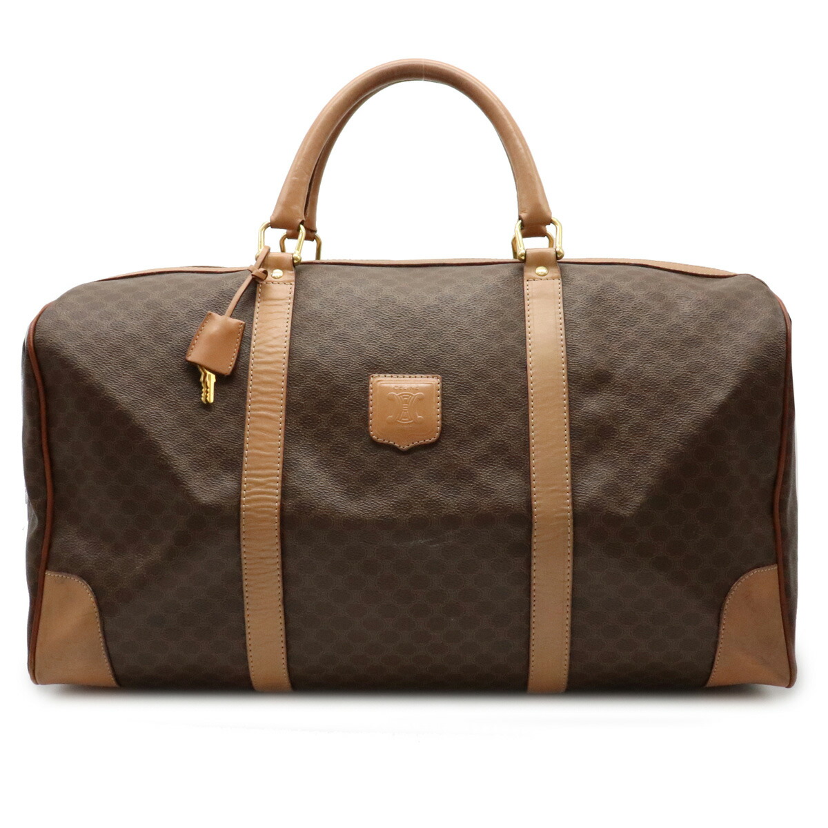 バッグ 男女兼用バッグ 旅行カバン ボストンバッグ トラベルバッグ 中古 バッグ 小物 ブランド雑貨 レザー ハンドバッグ セリーヌ マカダム柄 ブラウン Pvc ダークブラウン Celine ボストンバッグ 茶 茶 中古 Blumin 店