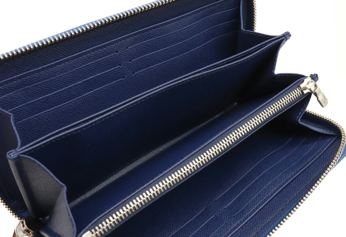 Louis 財布 ケース ｓランク品 Lvエスカル モノグラムジャイアント メンズ財布 財布 ヴィトン ラウンドファスナー M641 Vuitton ルイ ヴィトン ジッピーウォレット 長財布 ブルー タイダイ 中古 Blumin 店