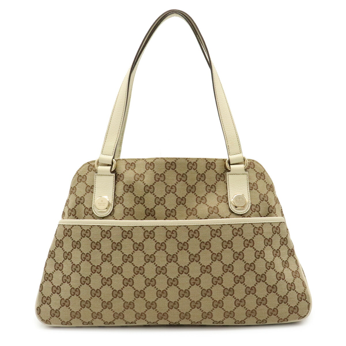 安心の定価販売 グッチ 中古 白 アイボリー カーキベージュ Ggキャンバス トートバッグ バッグ 小物 ブランド雑貨 1632 Gucci 肩掛け 1632 Blumin レザー アイボリー ショルダートート バッグ ショルダーバッグ 店 トートバッグ