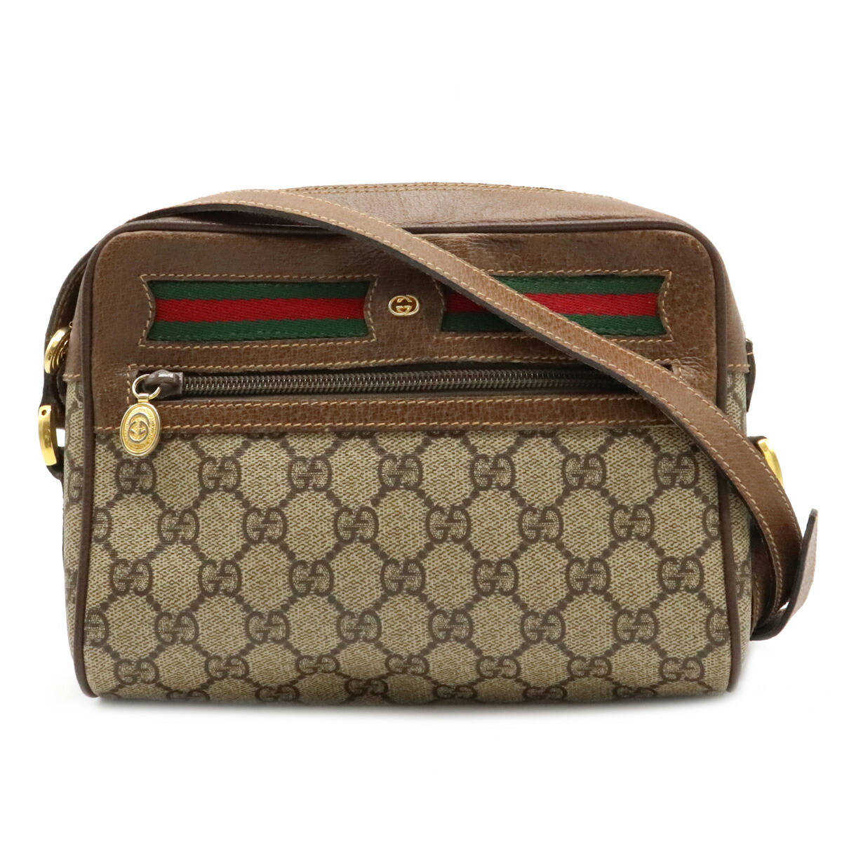 楽天市場 バッグ Gucci グッチ オールドグッチ Ggプラス シェリーライン ショルダーバッグ 斜め掛け Pvc レザー ベージュ ブラウン 茶 001 50 6655 4023 中古 Blumin 楽天市場店