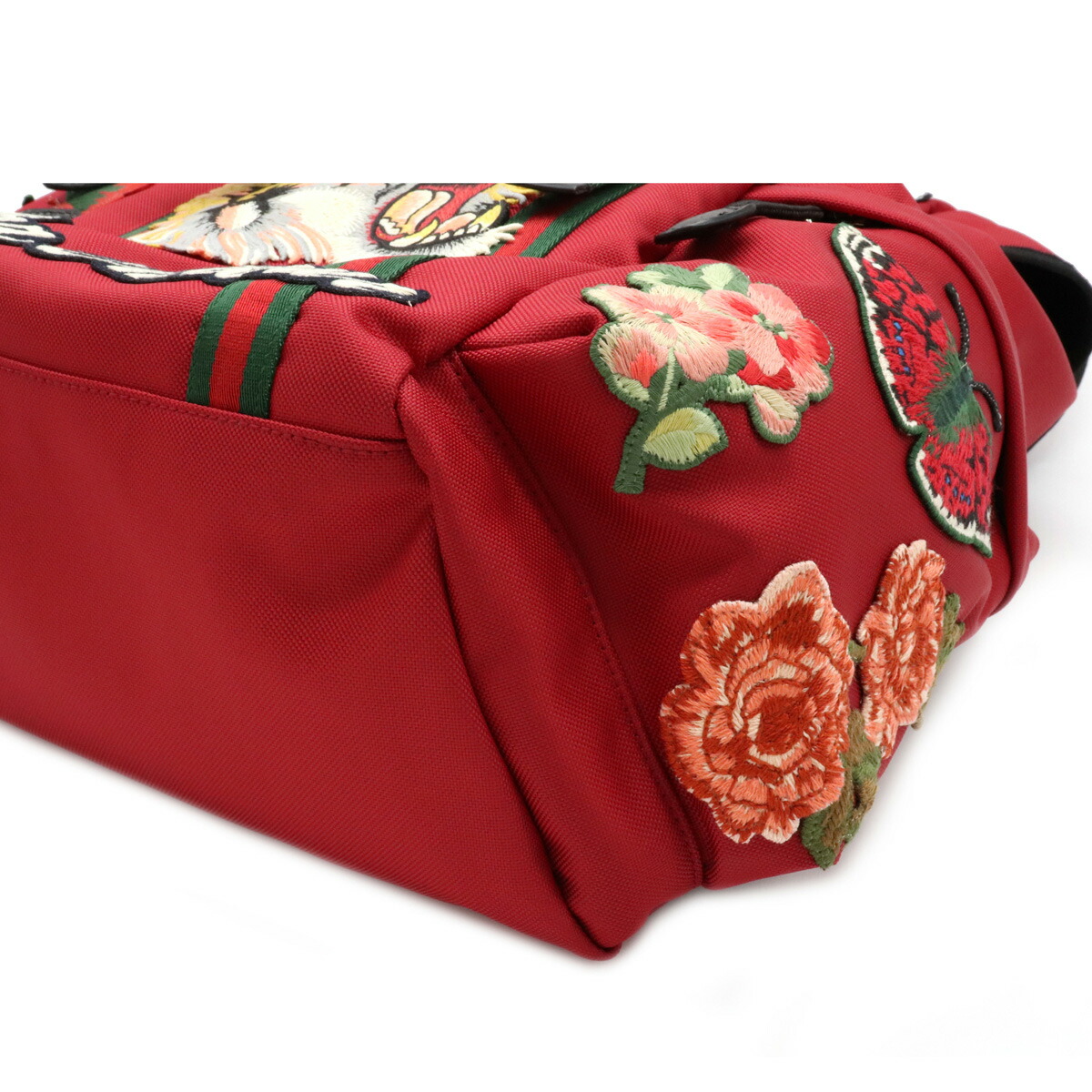 Gucci バックパック エンブロイダリー リュック グッチ 未使用品 リュック 刺繍 ワッペン バッグ タイガー 男女兼用バッグ 赤 タイガー レザー テクノキャンバス レッド マルチカラー 中古 Blumin 店