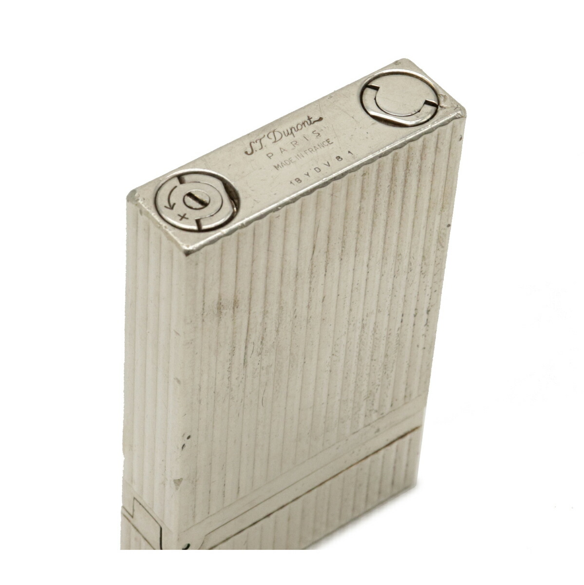 最高級のs T Dupont デュポン ライン2 ガスライター ライター ゴールドラベル ヘアライン 喫煙具 シルバー色 中古 満点の の