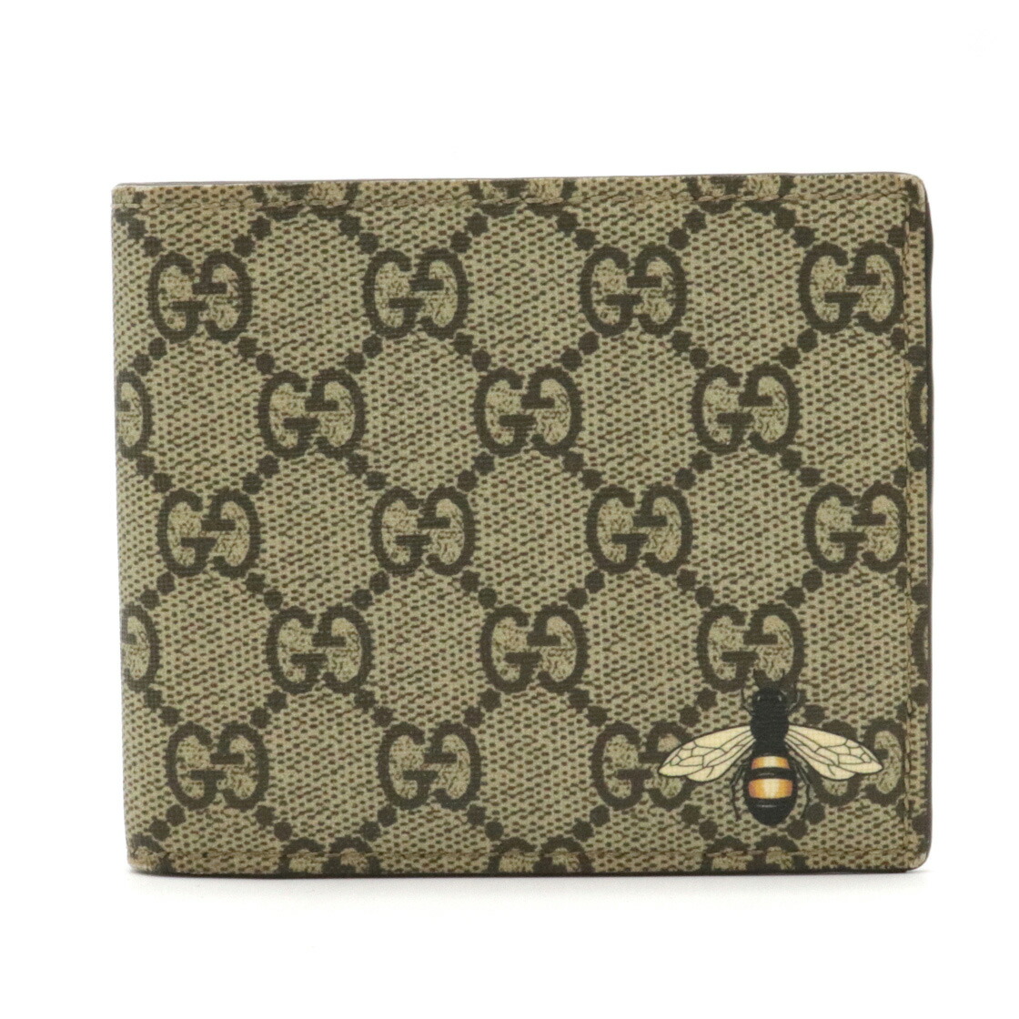【財布】GUCCI グッチ GGスプリーム 2つ折財布 二つ折り財布 ビープリント 蜂 ハチ PVC レザー ベージュ ブラック 黒 451266 【中古】|Blumin 楽天市場店