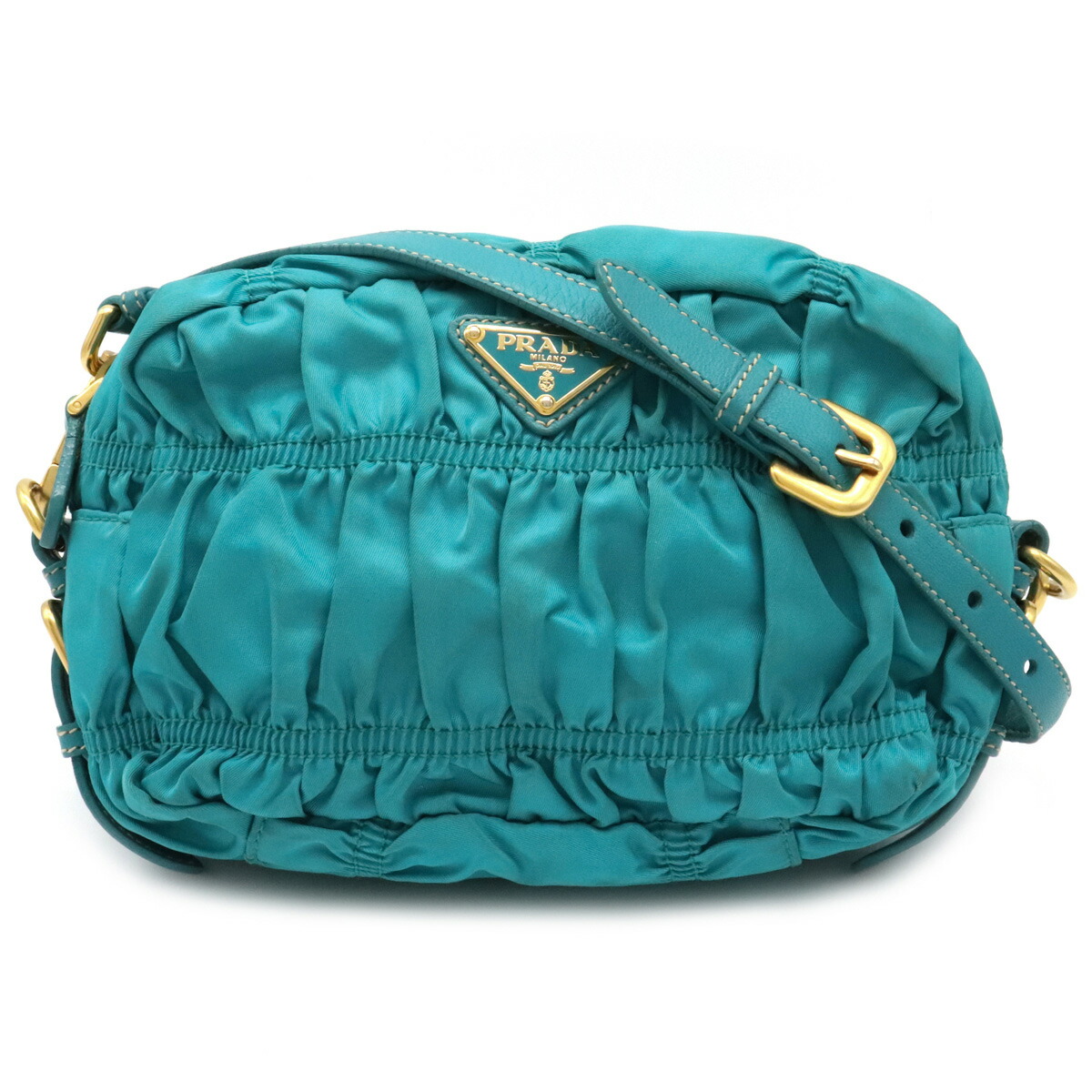 Prada ギャザー 中古 レザー ポーチ バッグ ゴールド金具 2way レザー バッグ プラダ クラッチバッグ Blumin ポシェット Bp0171 ナイロン ゴールド金具 ショルダーバッグ エメラルドブルー 店 Prada ギャザー 中古 レザー ポーチ バッグ ゴールド金具 2way レザー バッグ プラダ クラッチバッグ Blumin ポシェット Bp0171 ナイロン ゴールド金具 ショルダーバッグ エメラルドブルー 店