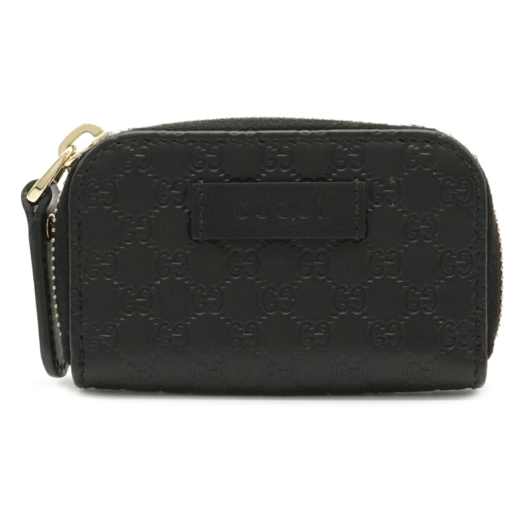 財布 Gucci グッチ マイクログッチシマ ラウンドファスナー コインケース 小銭入れ コインパース レザー ブラック 黒 アウトレット品 4496 中古 Filmsdeculfrancais Com