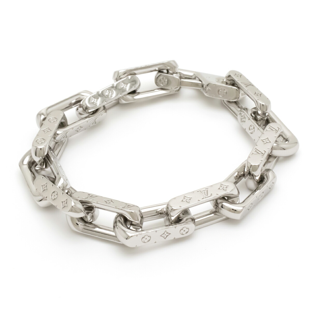 ジュエリー Louis Vuitton ルイ ヴィトン ブレスレット チェーンモノグラム シルバー色 M M 中古 Psicologosancora Es