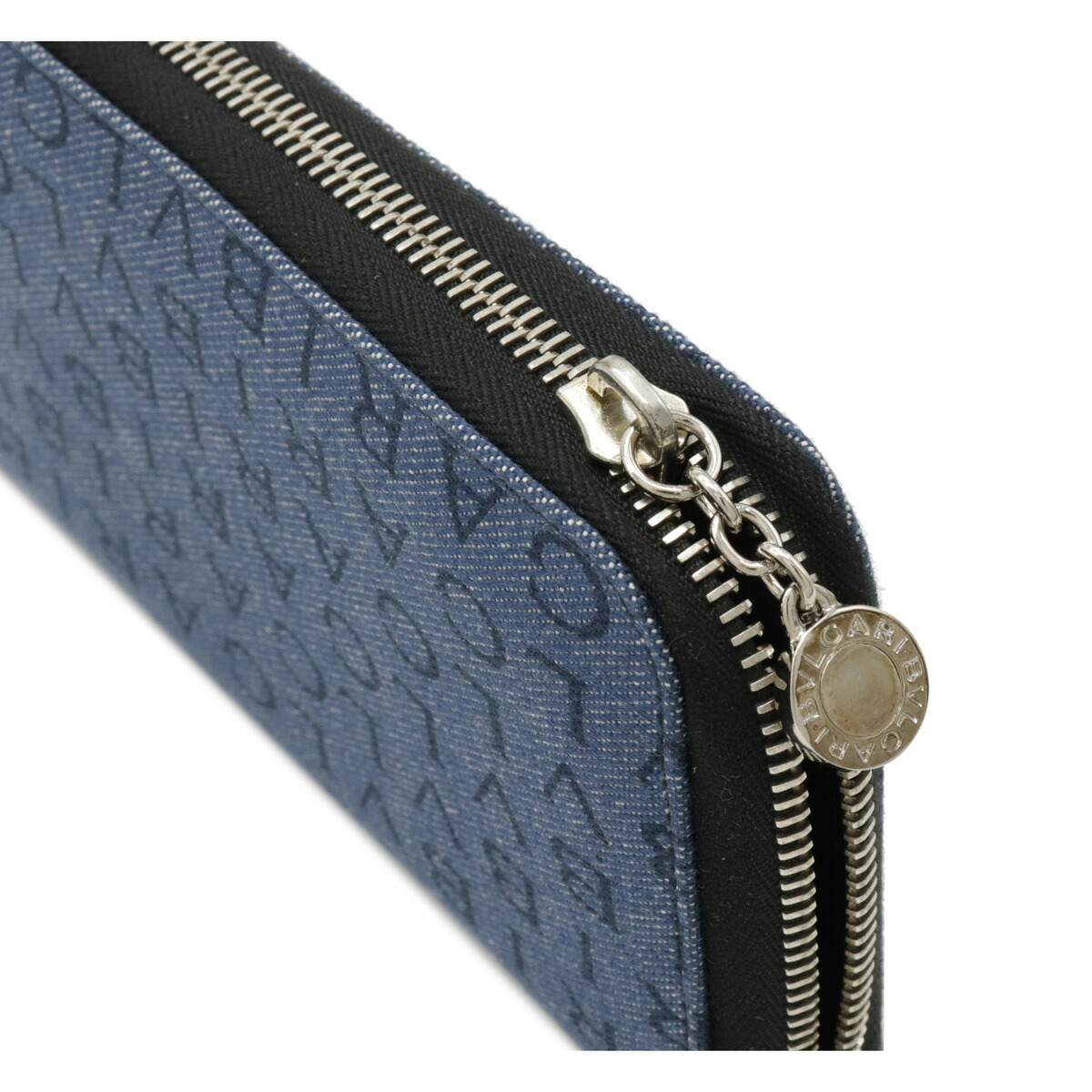 財布 Bvlgari ブルガリ ロゴマニア ラウンドファスナー 長財布 デニム レザー ブルー 青 シルバー金具 216 中古 Nerodesign Com Br