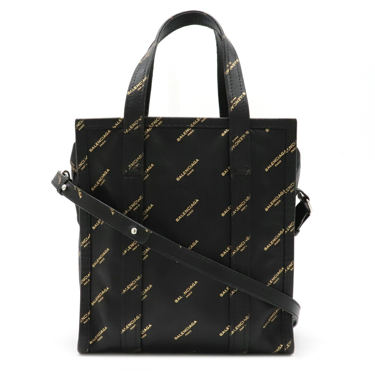 御徒面子 Balenciaga バレンシア蛾 バザール ショッパーxs ロゴ トートバッグ ショルダーバッグ 膝掛け 革 ネグロ 縄付 ゴールド 中古 Bidbuyimporters Com