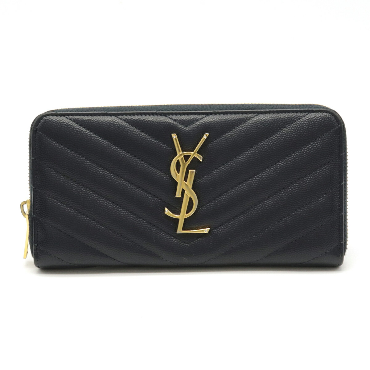 【楽天市場】【財布】SAINT LAURENT PARIS サン ローラン パリ YSL イブサンローラン モノグラム ラウンドファスナー長財布 レザー ネイビー ゴールド金具 358094 【楽天市場】【財布】SAINT LAURENT PARIS サン ローラン パリ YSL イブサンローラン モノグラム ラウンドファスナー長財布 レザー ネイビー ゴールド金具 358094
