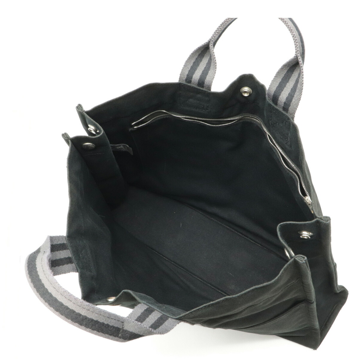 【バッグ】HERMESエルメスフールトゥトートMMトートバッグハンドバッグキャンバスブラック黒グレー【中古】