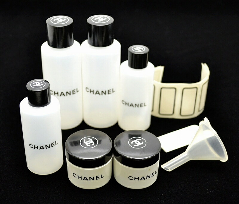 楽天市場 未使用品 Chanel シャネル コスメ ボトルケース スキンケア ボトル クリームケース 多機能ボトル ロゴ入り 9点セット ココマーク 黒 ブラック クリア K Blumin 楽天市場店 Blumin 楽天市場店