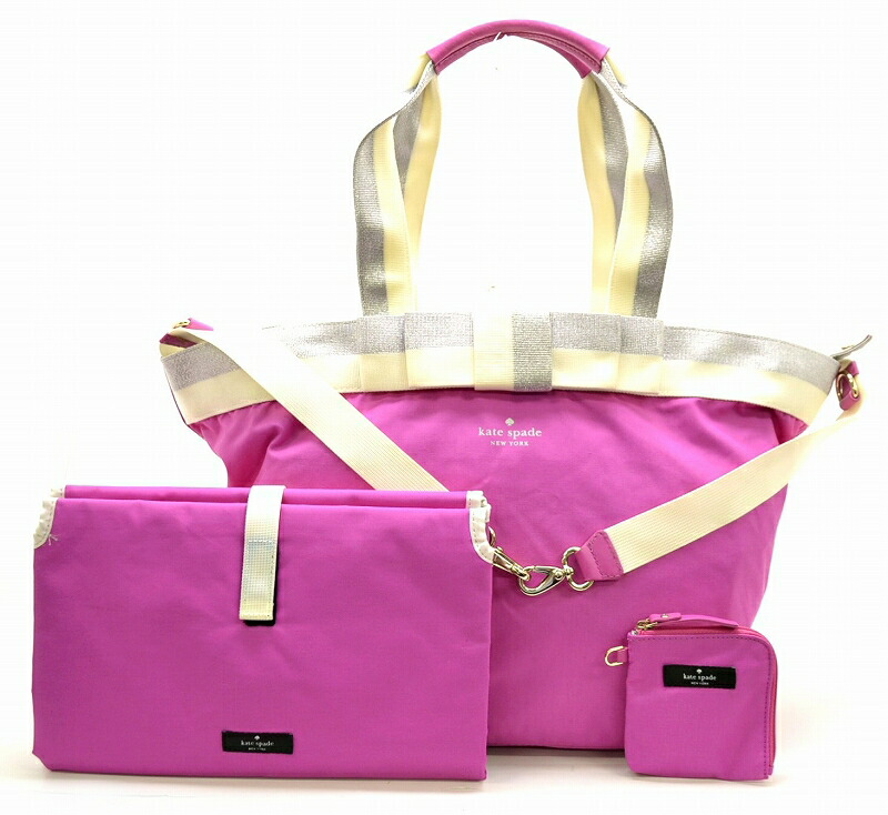 楽天市場 バッグ Kate Spade ケイトスペード マザーズバッグ トートバッグ ショルダーバッグ ナイロン リボン ピンク マット付 コインケース付き Pxru2944 中古 U Blumin 森田質店 質屋出店 Blumin 楽天市場店