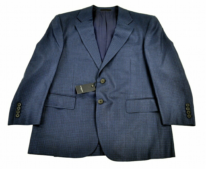 楽天市場 新品未使用品 Burberry バーバリー ロンドン メンズ ジャケット ブレザー 上着 裏地付き チェック柄 ブルー 青 ネイビー 濃紺 ウール 麻 シルク オーダーメイドサイズ U Blumin 森田質店 質屋出店 Blumin 楽天市場店
