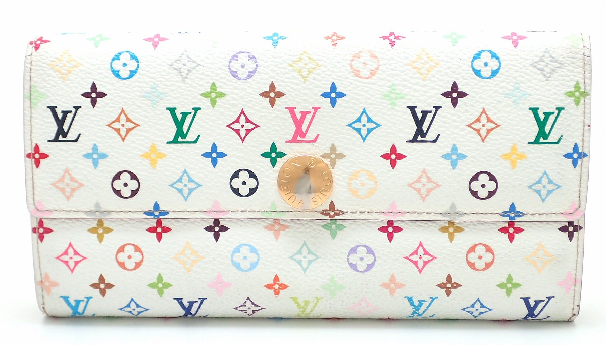 楽天市場 財布 Louis Vuitton ルイ ヴィトン モノグラムマルチカラー ポシェット ポルト モネ クレディ 2つ折 ファスナー長財布 ブロン 白 ホワイト M 中古 Blumin 楽天市場店