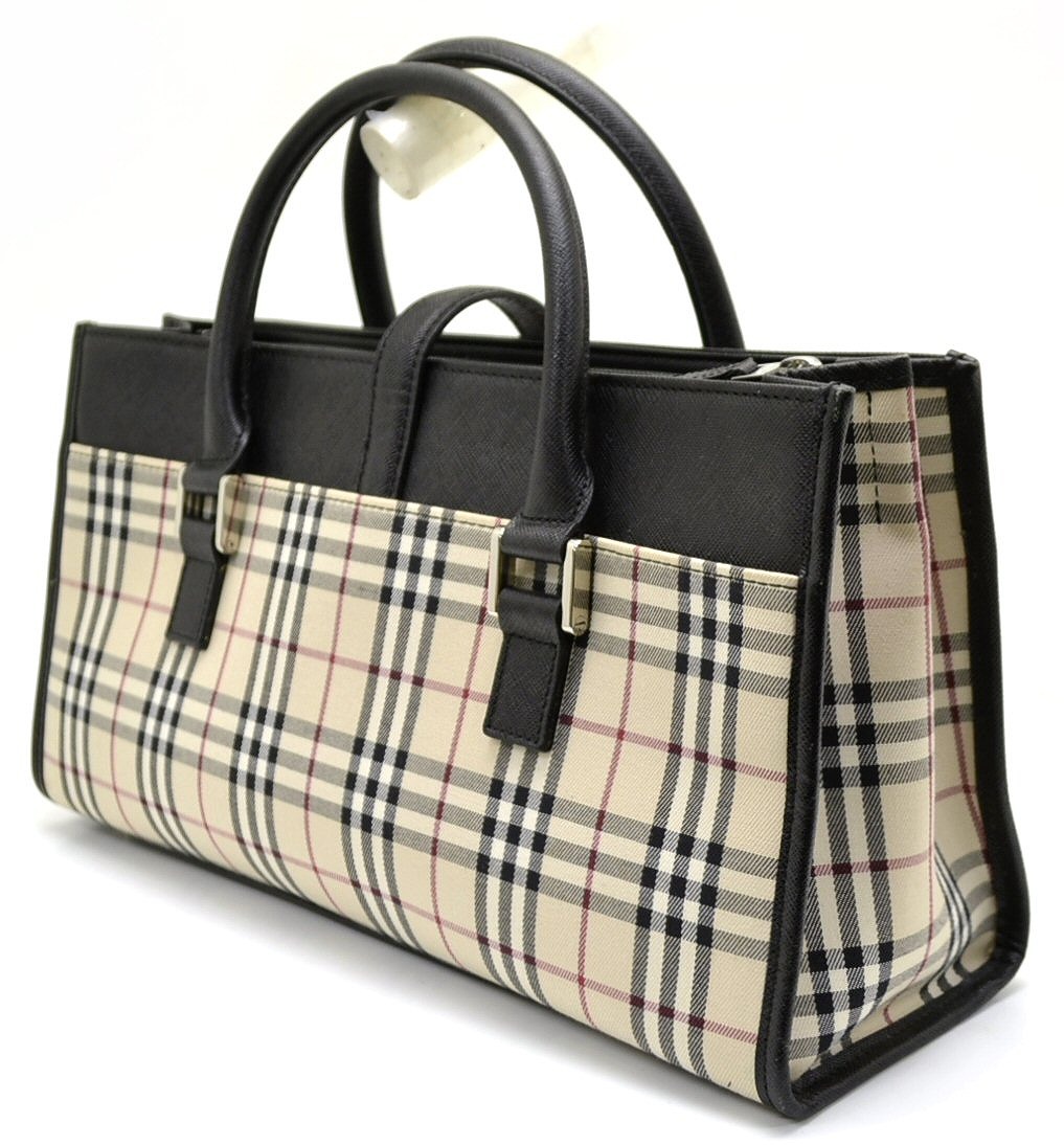 美品】BURBERRY ハンドバッグ レザーバッグ ノバチェック+inforsante.fr