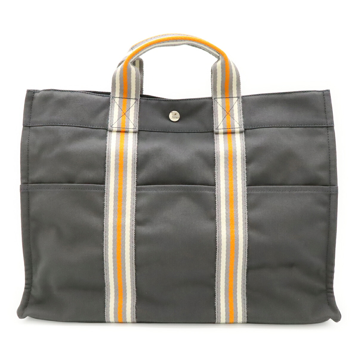 HERMES エルメス フールトゥMM トートMM トートバッグ ハンドバッグ 2001年 銀座店限定モデル キャンバス グレー オレンジ ホワイト 【中古】｜ブルーミン／森田質店