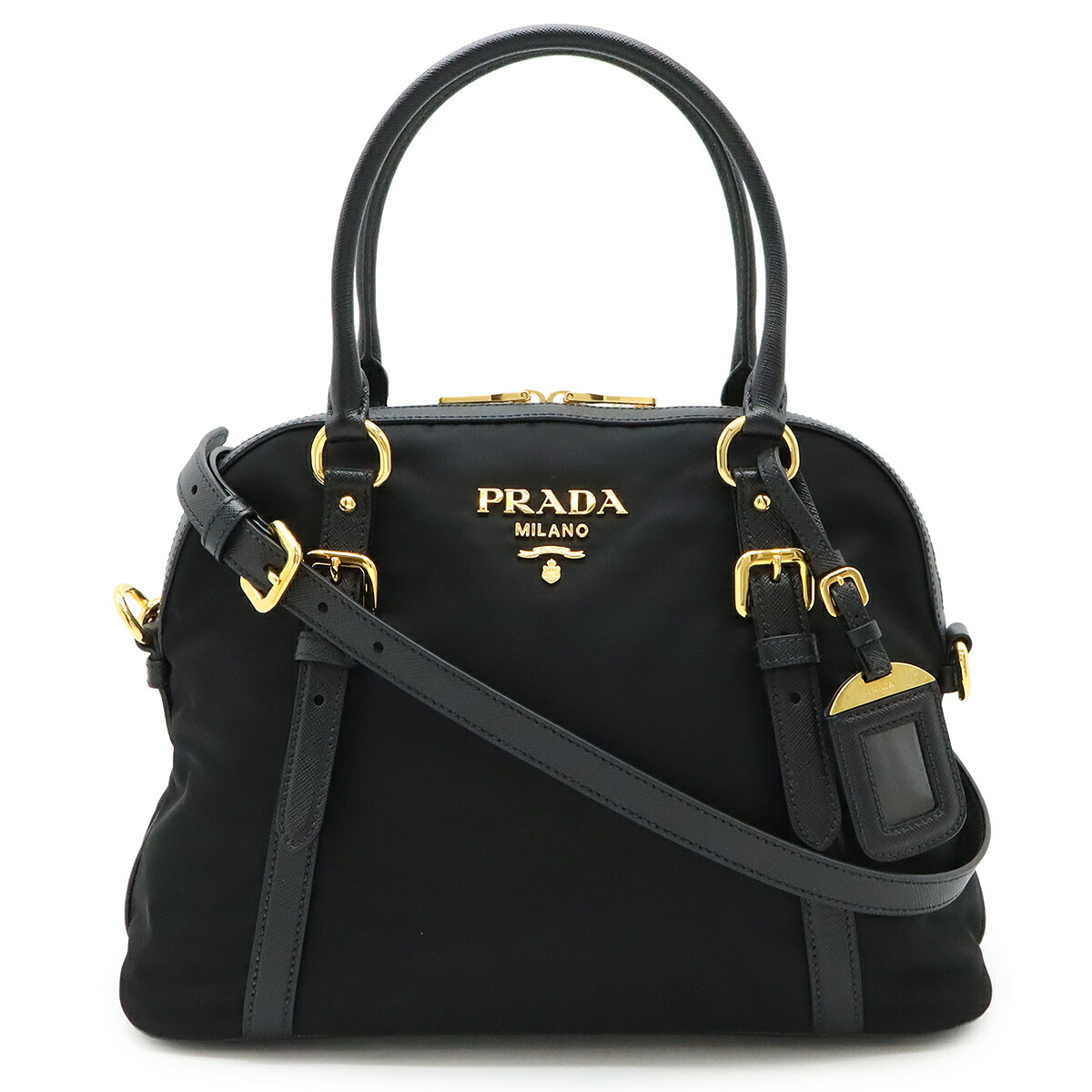 PRADA ブラックレザー かんざし　正規品 PRADA 超美品 プラダ ROYAL CALF EASY レザー ハンドバッグ