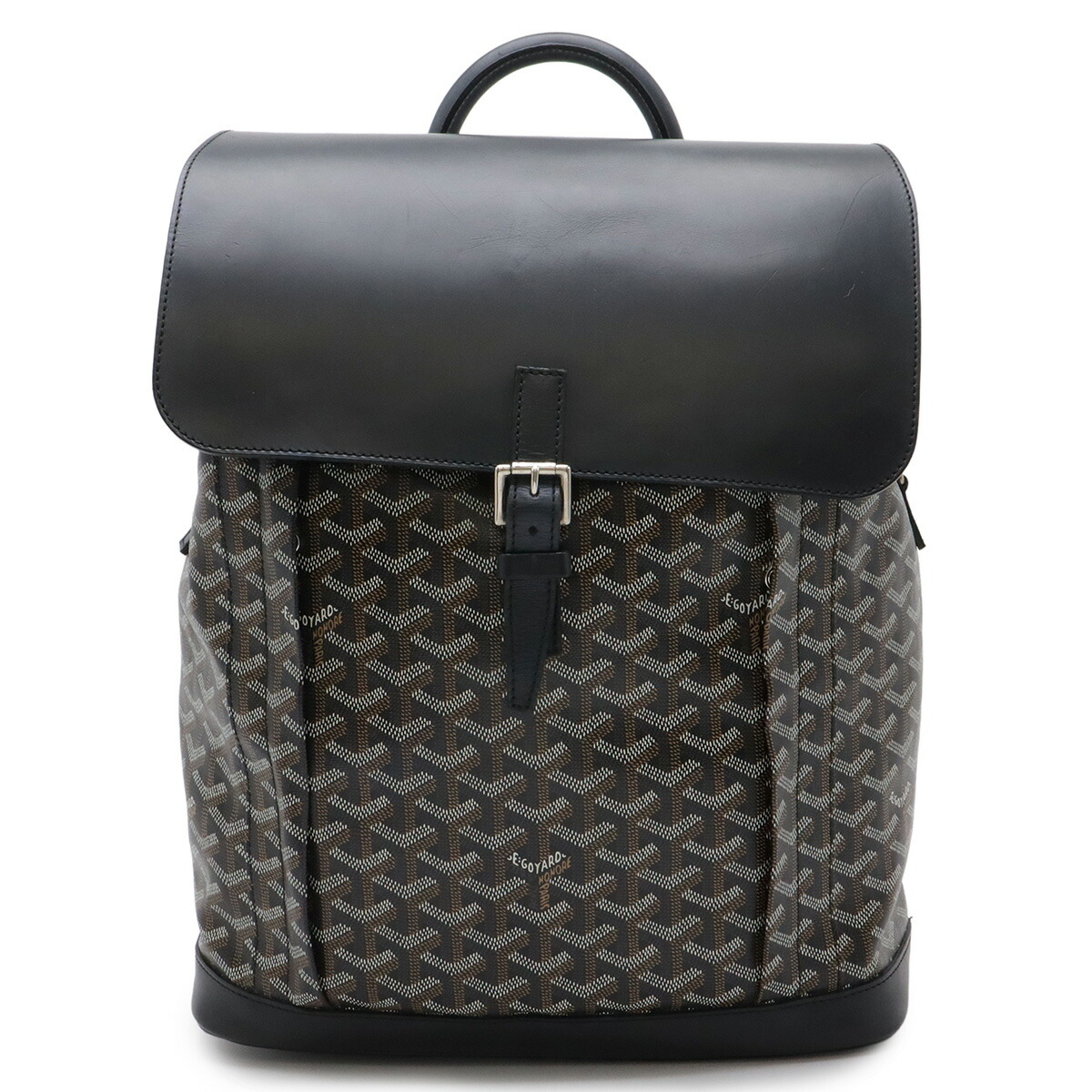 GOYARD ゴヤール アル食麺麭 うしろ側風呂敷き包みMM 背嚢 デイパック PVC なめし革 黒いこと 赤銅色 白いこと しろがね色金具 【中古】