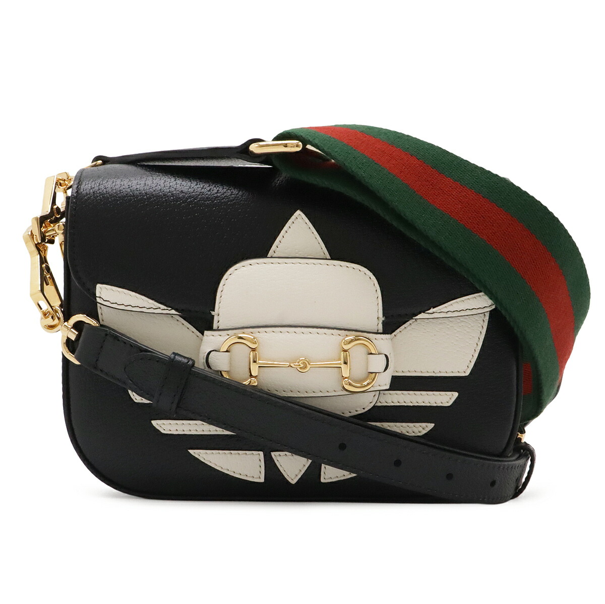 GUCCI グッチ ADIDAS アディダス コラボ ホースビット 1955 ミニバッグ ショルダーバッグ 2WAY クラッチバッグ レザー ブラック ホワイト 658574 【中古】｜ブルーミン／森田質店
