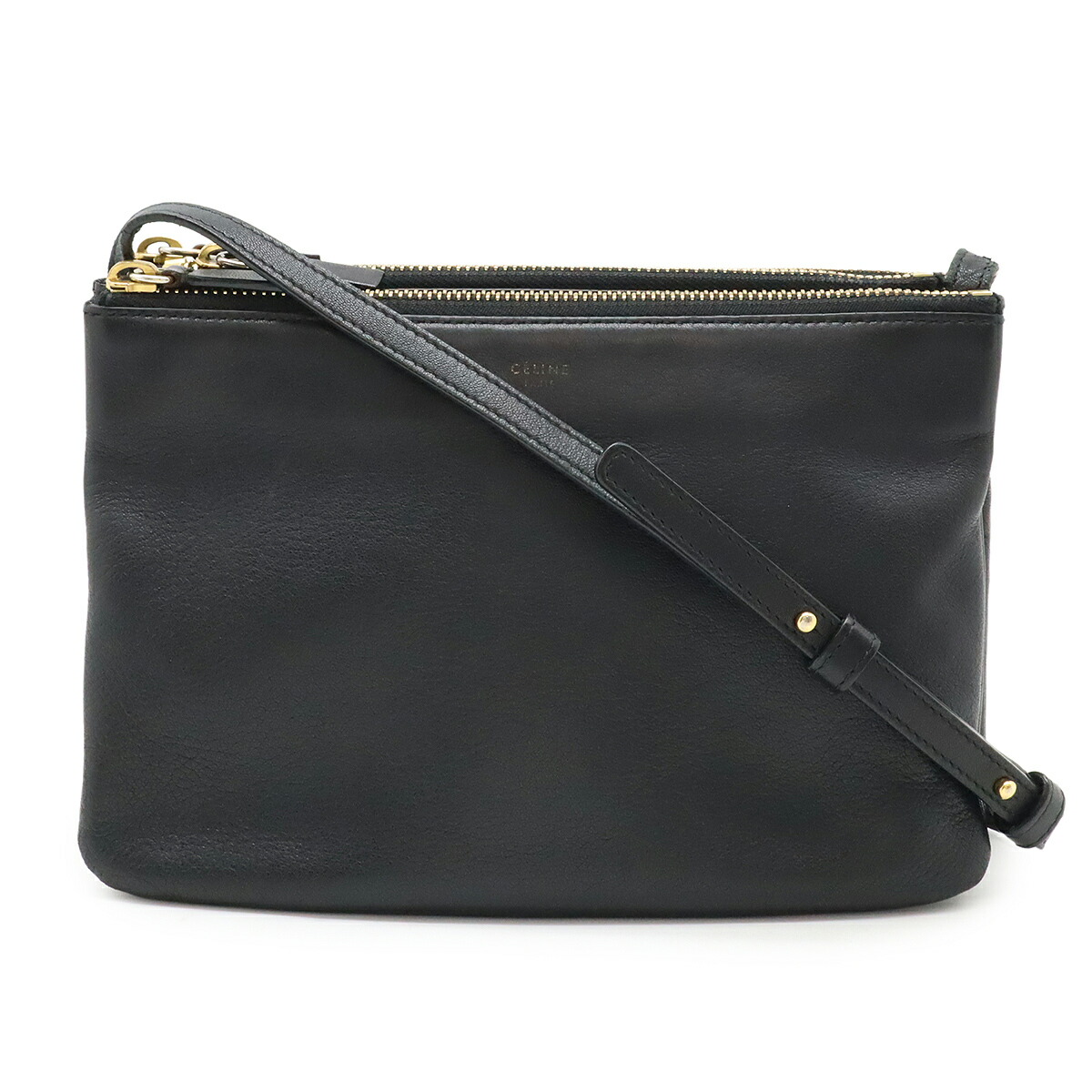 【美品】セリーヌ　ショルダーバッグ　トリオ　スモール　ゴールド金具　レザー　青 楽天市場】CELINE セリーヌ トリオ スモール ショルダーバッグ