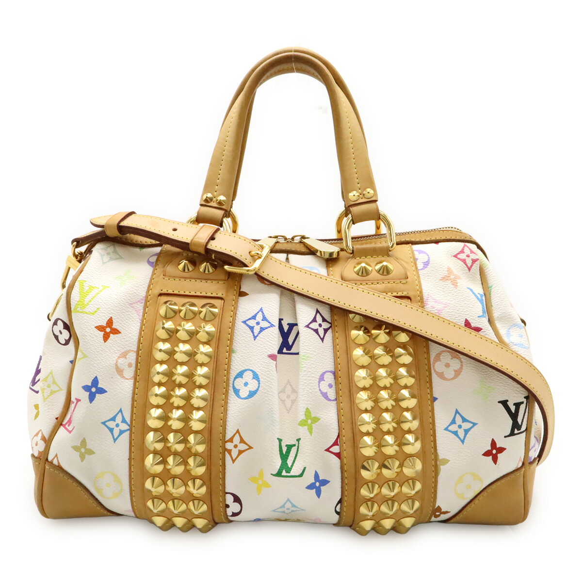 LOUIS VUITTON ルイ ヴィトン モノグラムマルチカラー コートニーMM ボストンバッグ ハンドバッグ 2WAY ショルダーバッグ ブロン ホワイト M45641 【中古】