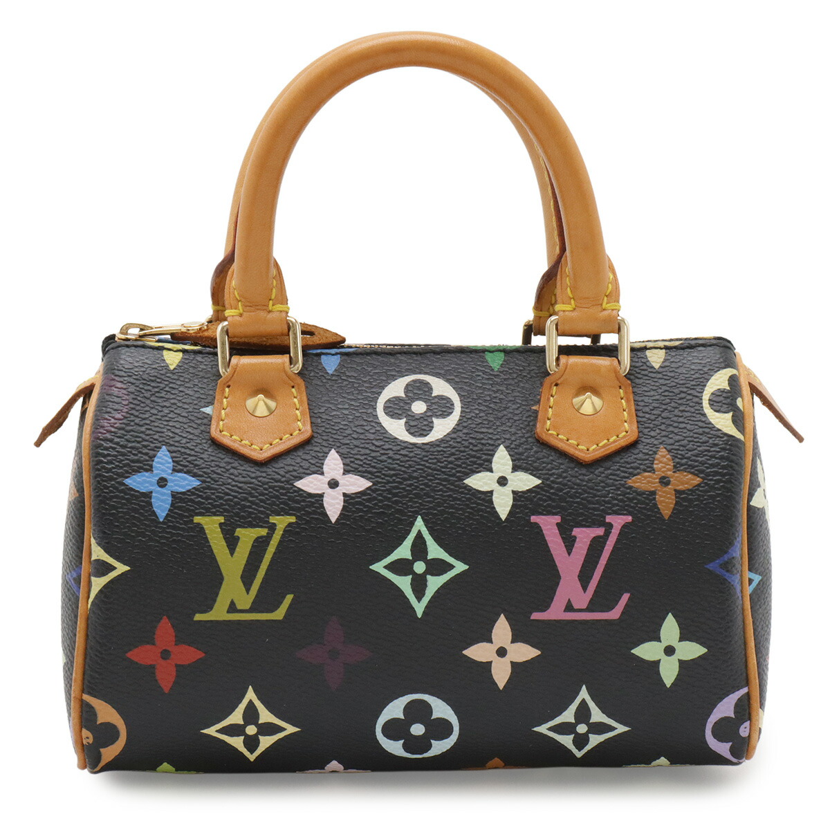 LOUIS VUITTON ルイ ヴィトン モノグラムマルチ色合い ミニスピーディ ハンドバック ミニ御徒面子 車寄せ 小入れもの ノワール 黒 黒いこと M92644 【中古】