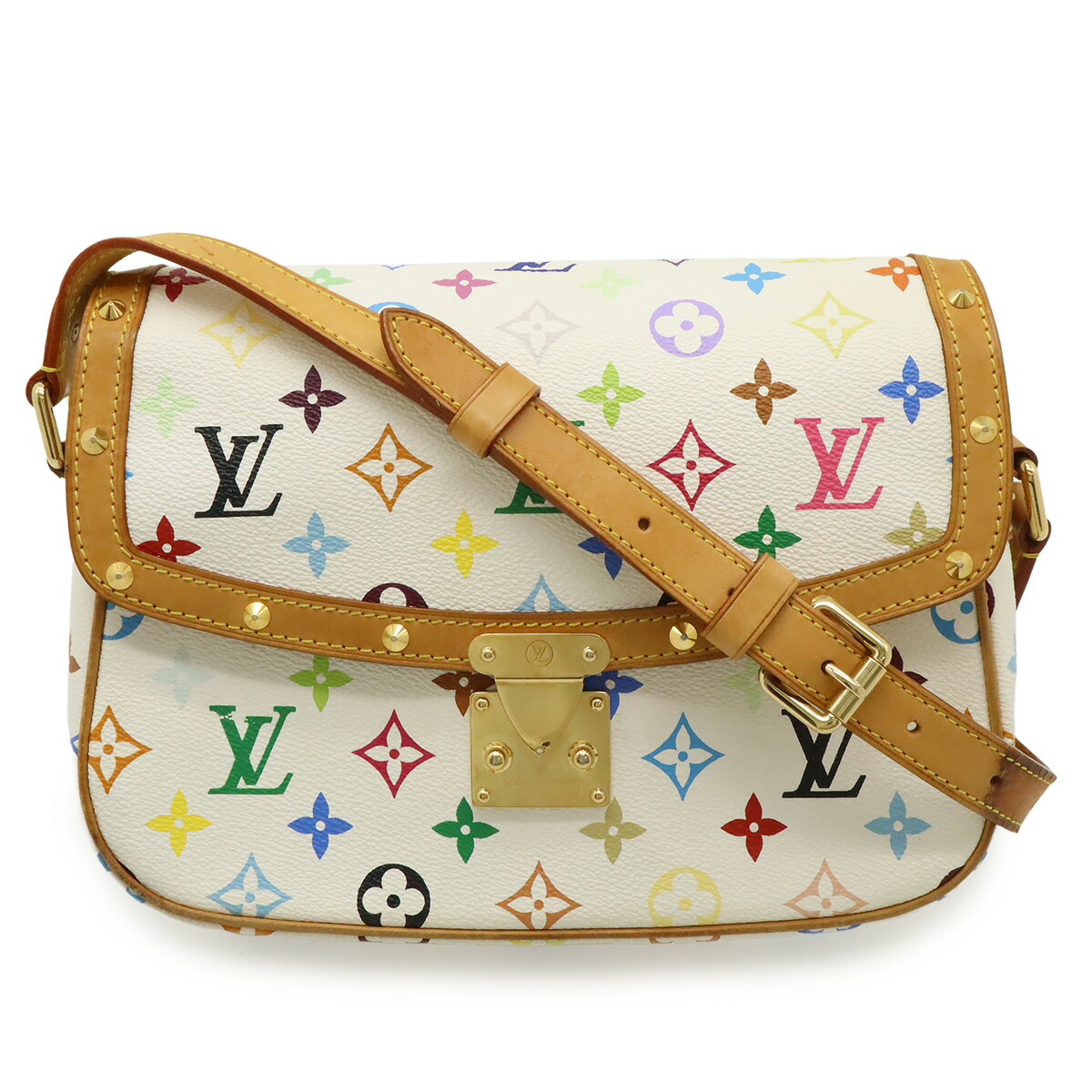 LOUIS VUITTON ルイ ヴィトン モノグラムマルチ色合い ソローニュ ショルダーバッグ 曲がった掛け ブロン 白 白いこと M92661 【中古】