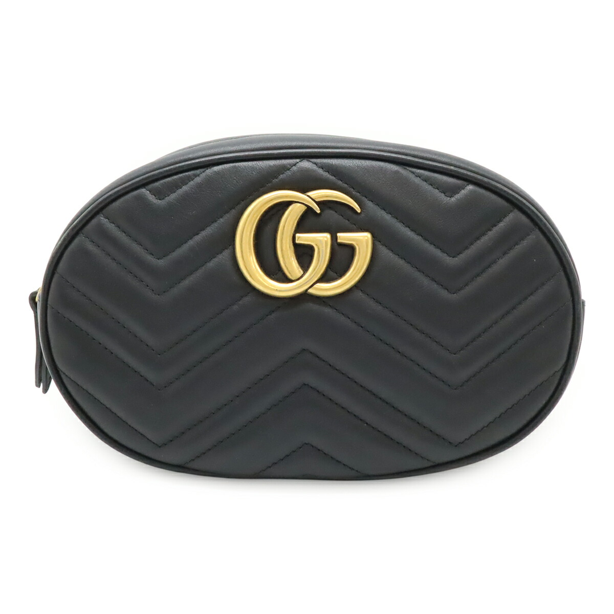 GUCCI グッチ GGマーモント 胴締め御徒面子 上半身御徒面子 酉の方角御徒面子 酉の方角車寄せ キルティング なめし革 黒いこと 黒 ゴールド金具 #75 491294 【中古】