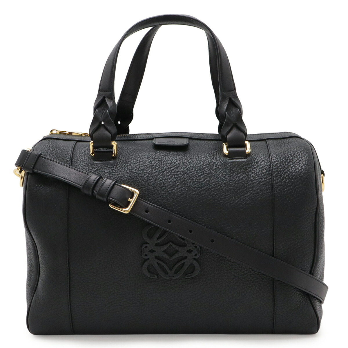 LOEWE ロエベ フスタ31 ハンドバック ミニボストンバッグ 2WAY ショルダーバッグ なめし革 黒いこと 黒 ゴールド金具 316.26.F24 【中古】