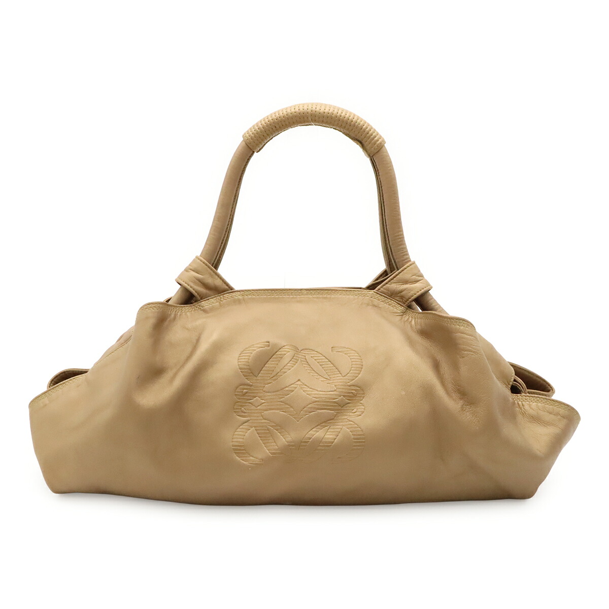 LOEWE ロエベ アナグラム ナッパアイレ ハンドバッグ レザー シャンパンゴールド ゴールド金具 【中古】|ブルーミン/森田質店