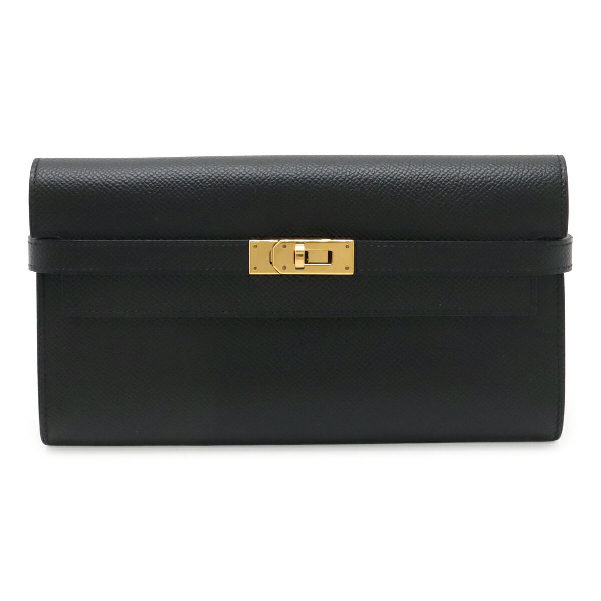 HERMES エルメス ケリーウォレット ロング 2つ折長財布 二つ折り長財布 ヴォーエプソン レザー ブラック 黒 ゴールド金具 D刻印 【中古】｜ブルーミン／森田質店 269,100円