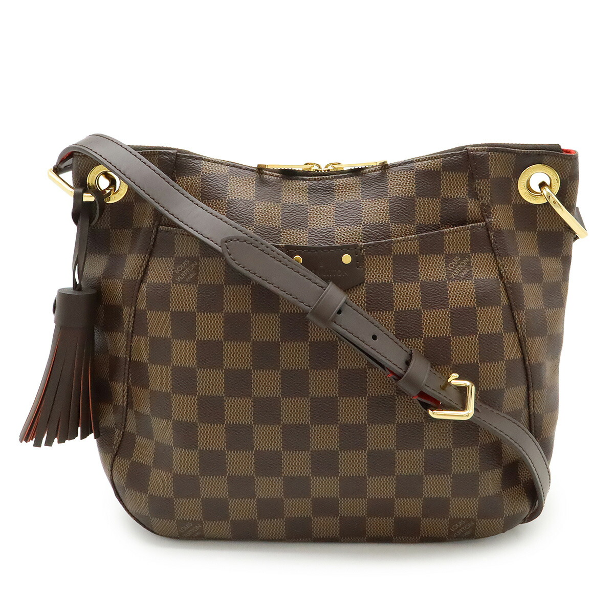 LOUIS VUITTON ルイ ヴィトン ダミエ サウス 預金金融機関 ショルダーバッグ 曲がった掛け フリンジ タッセルチャーム N42230 【中古】