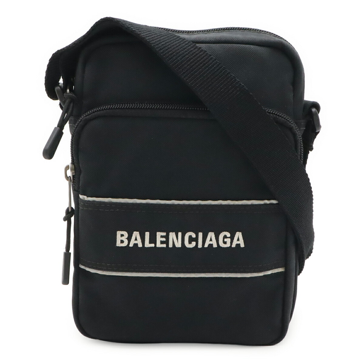 BALENCIAGA バレンシアガ 運動競技 伝達人御徒面子S ショルダーバッグ ポシェット ナイロン帆布 黒いこと 黒 638657 【中古】