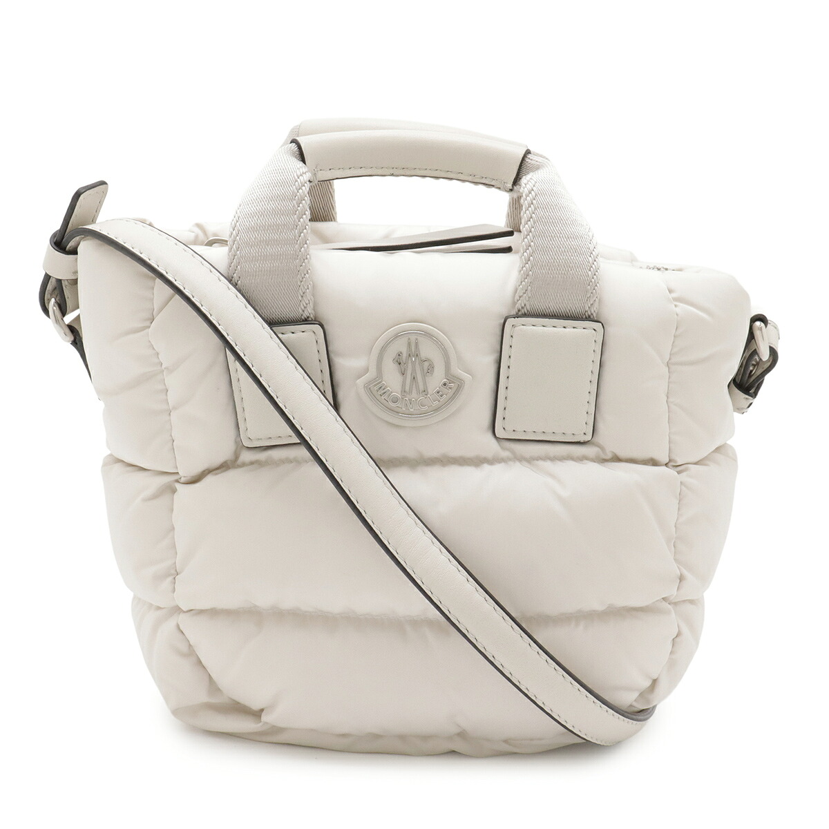 MONCLER モンクレール MICRO CARADOC マイクロ キャラドック ハンドバッグ ミニトート 2WAY ショルダーバッグ ナイロン ホワイト 5L00009M4422 【中古】