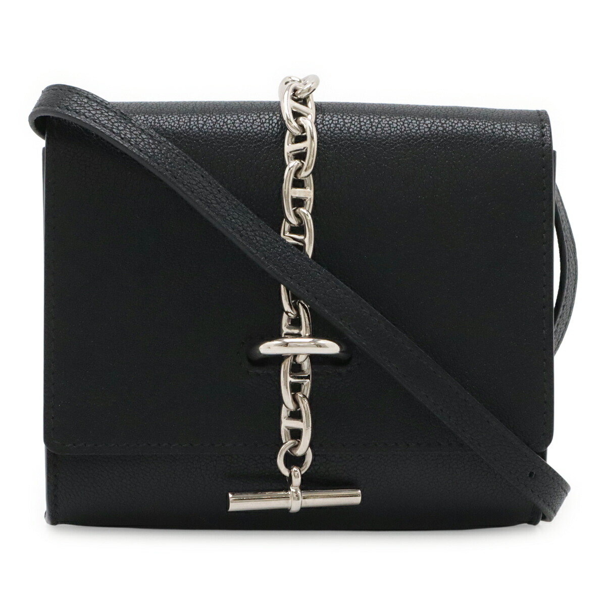 HERMES エルメス シェーヌダンクル トー ゴー パウダーコンパクト ショルダーバッグ ポシェット 2WAY クラッチペダル シェーブルシャムキラ 黒いこと 黒 B目じるし 【中古】