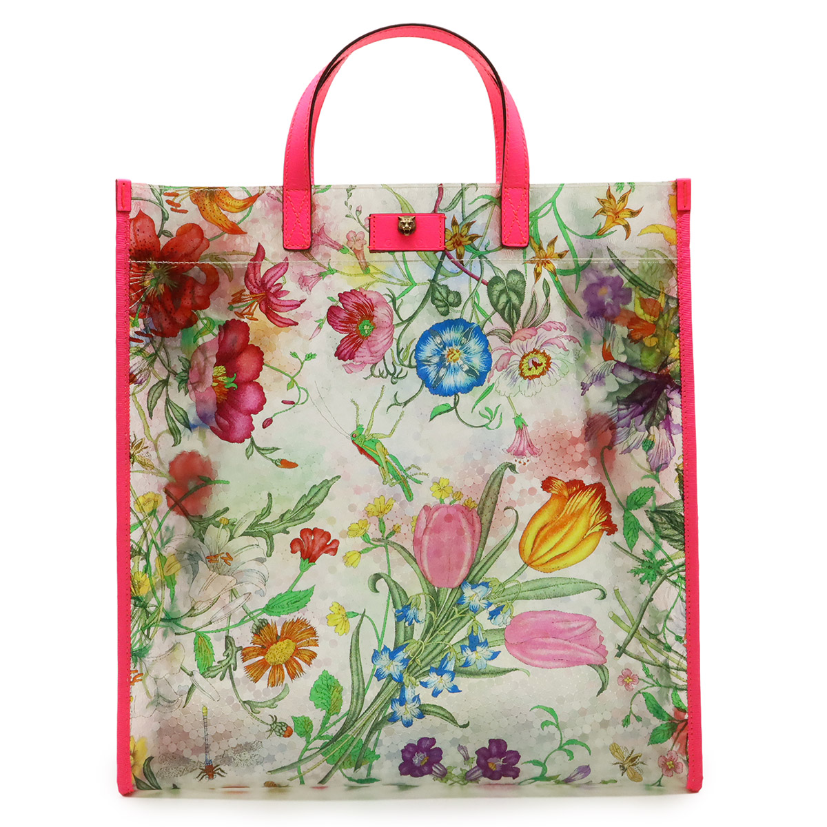 GUCCI グッチ フローラ クリアバッグ トートバッグ 花柄 テクスチャードビニール レザー マルチカラー ネオンピンク 309613 【中古】 44,280円