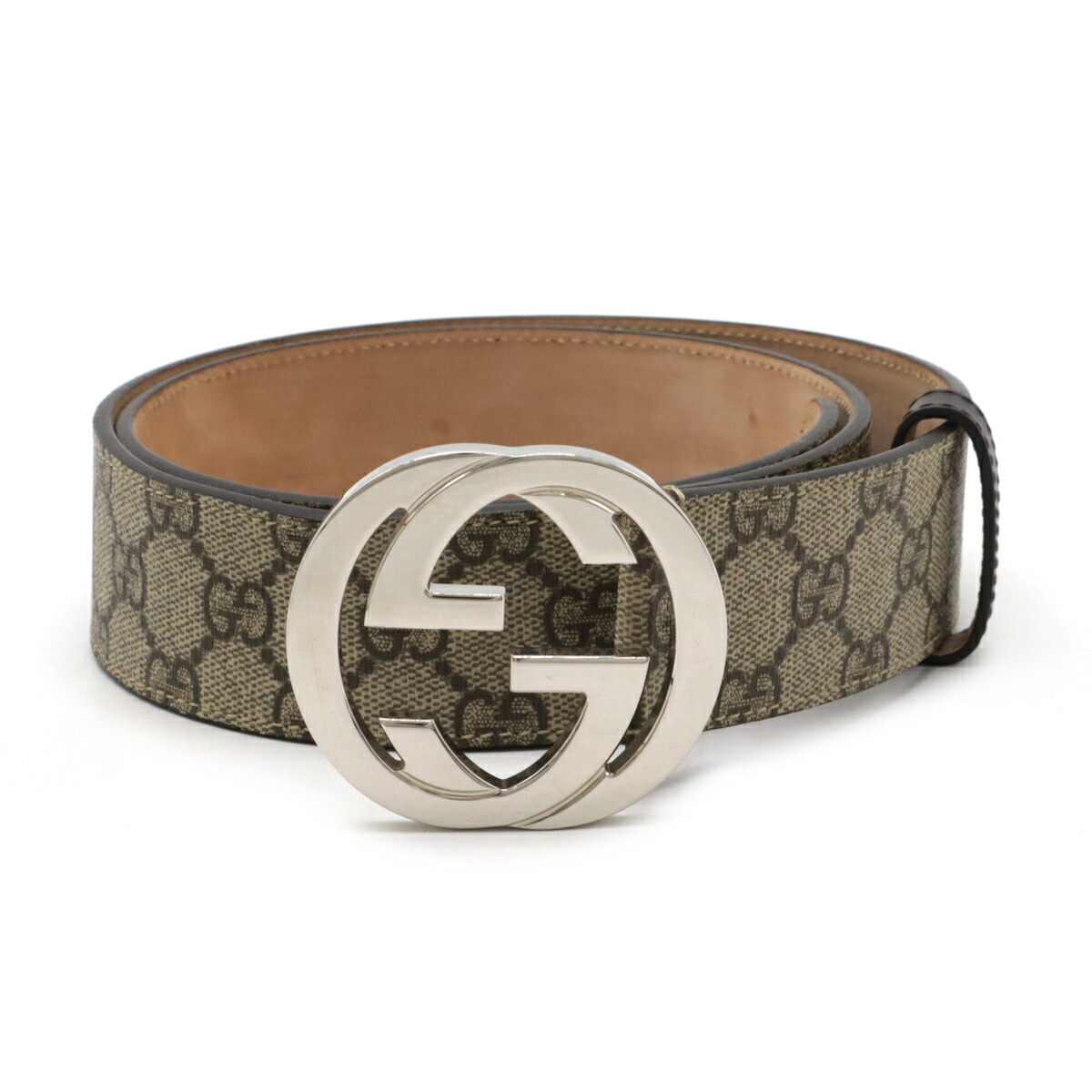 GUCCI　GG柄　ベルト　インターロッキング　シマ　レザー　ブラウン GUCCI - グッチ GUCCI ベルト レザーベルト インターロッキング
